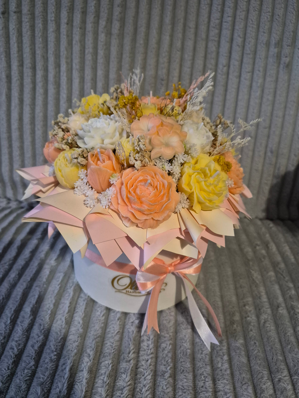 Pastel Candle Flower Bouquet – Handmade Luxury Gift