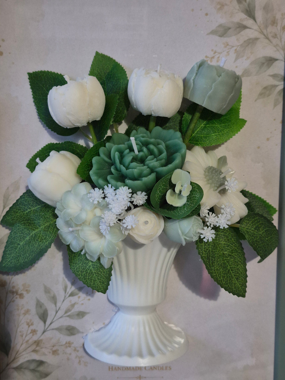 Luxury Handmade Floral Candle Arrangement in Decorative Frame