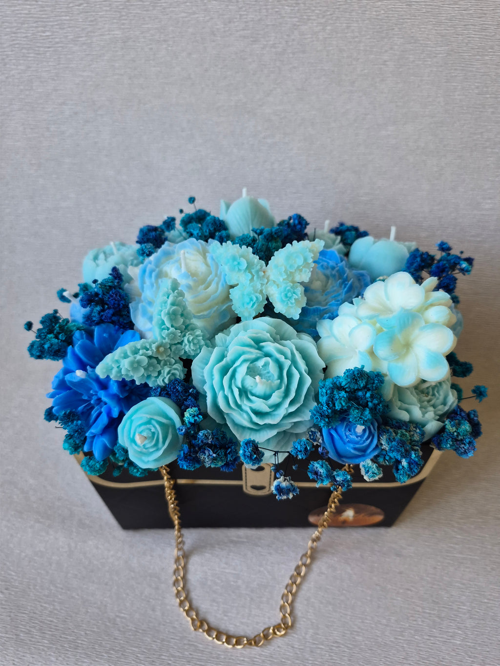 Blue Harmony Handmade Candle Bouquet in Luxury Gift Box