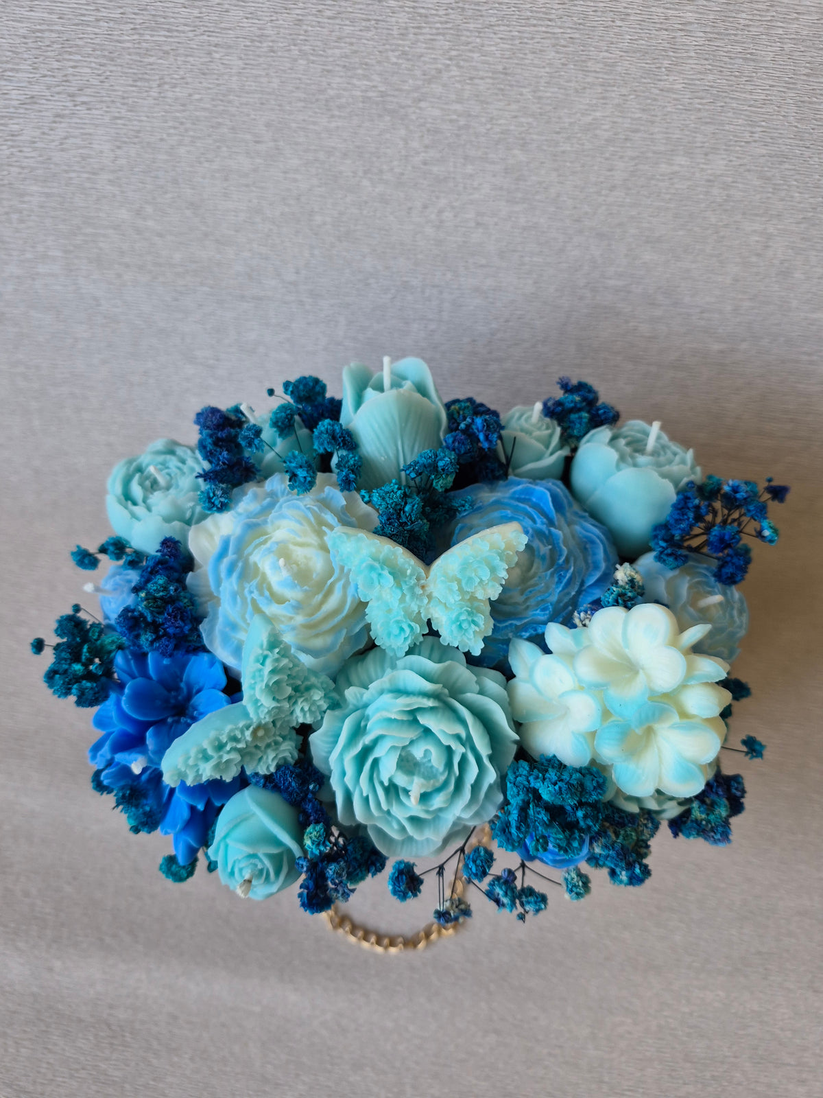 Blue Harmony Handmade Candle Bouquet in Luxury Gift Box