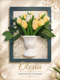 Luxury Tulip Candle Arrangement in Decorative Frame