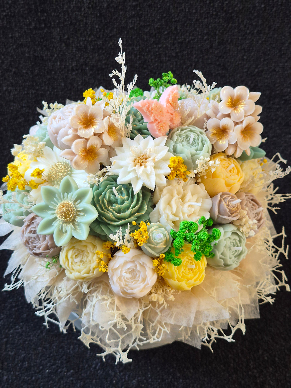 Elegant Handmade flower candle bouquet