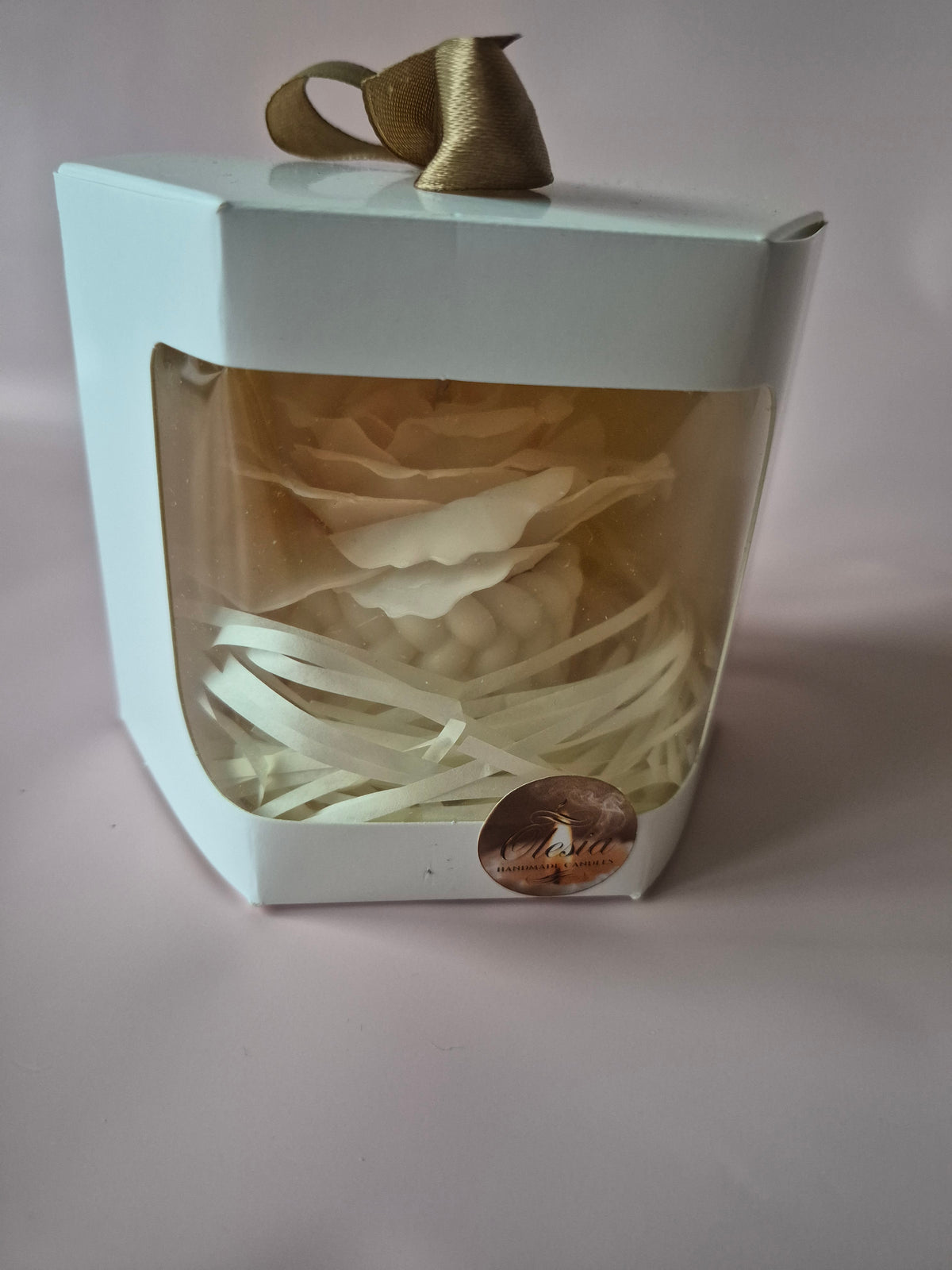 Handmade Beeswax Rose Candle – Ivory
