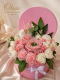 Luxury Pink Candle Bouquet in Hat Box – Handmade Gift