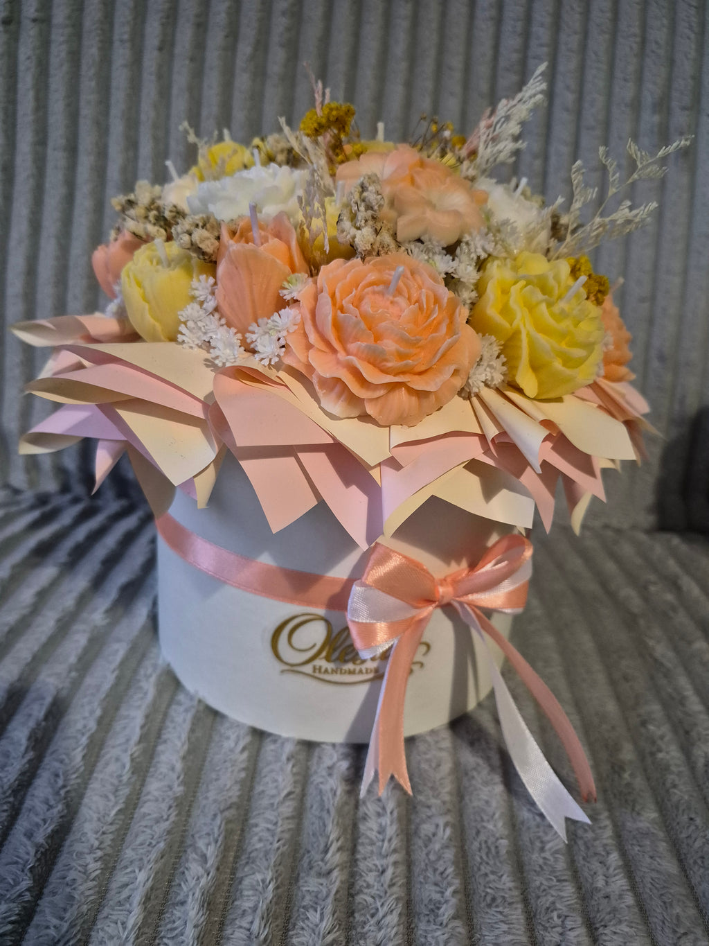 Pastel Candle Flower Bouquet – Handmade Luxury Gift