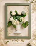 Luxury Handmade Floral Candle Arrangement in Decorative Frame