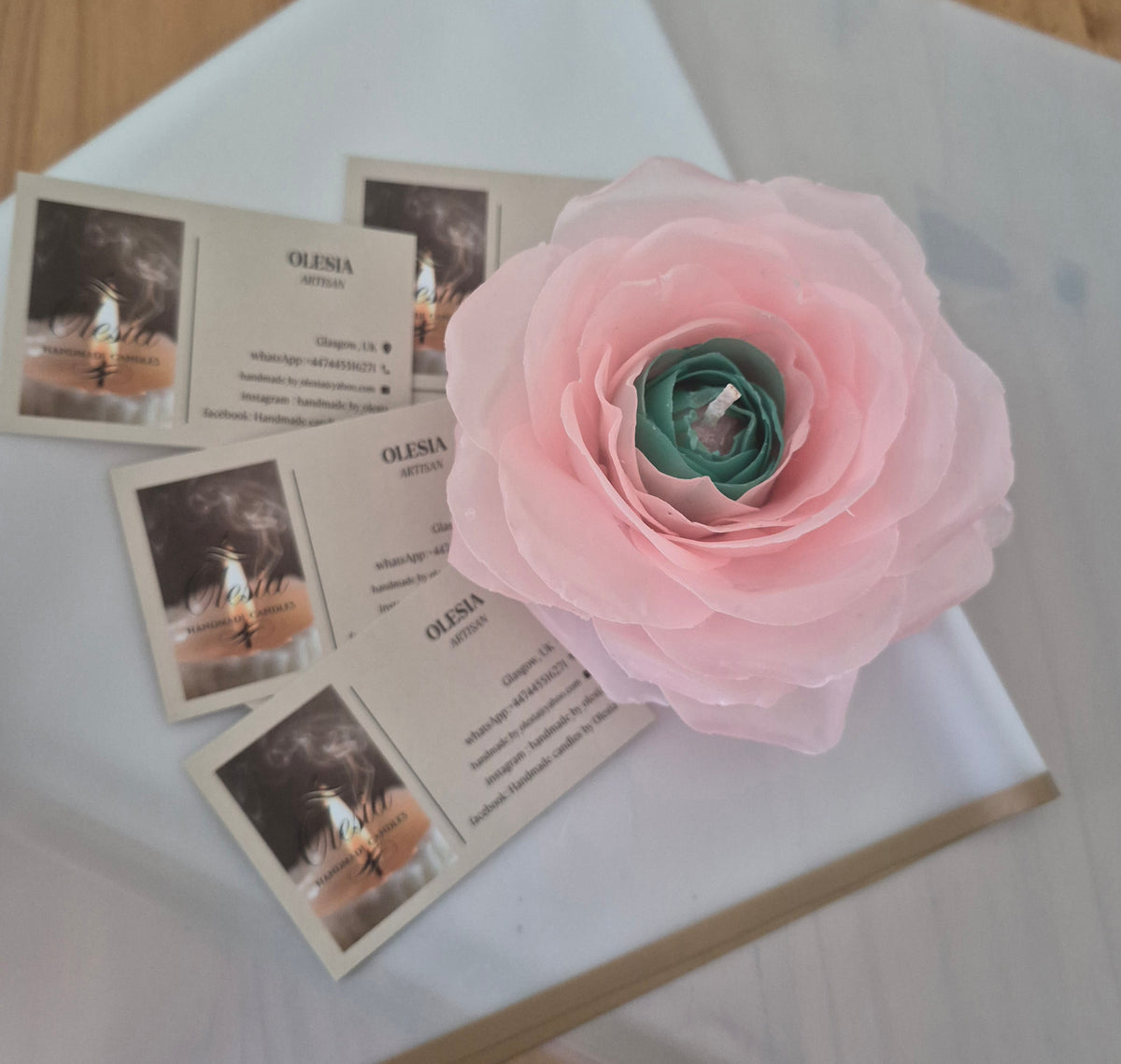 Handmade Beeswax Blooming Rose Candle