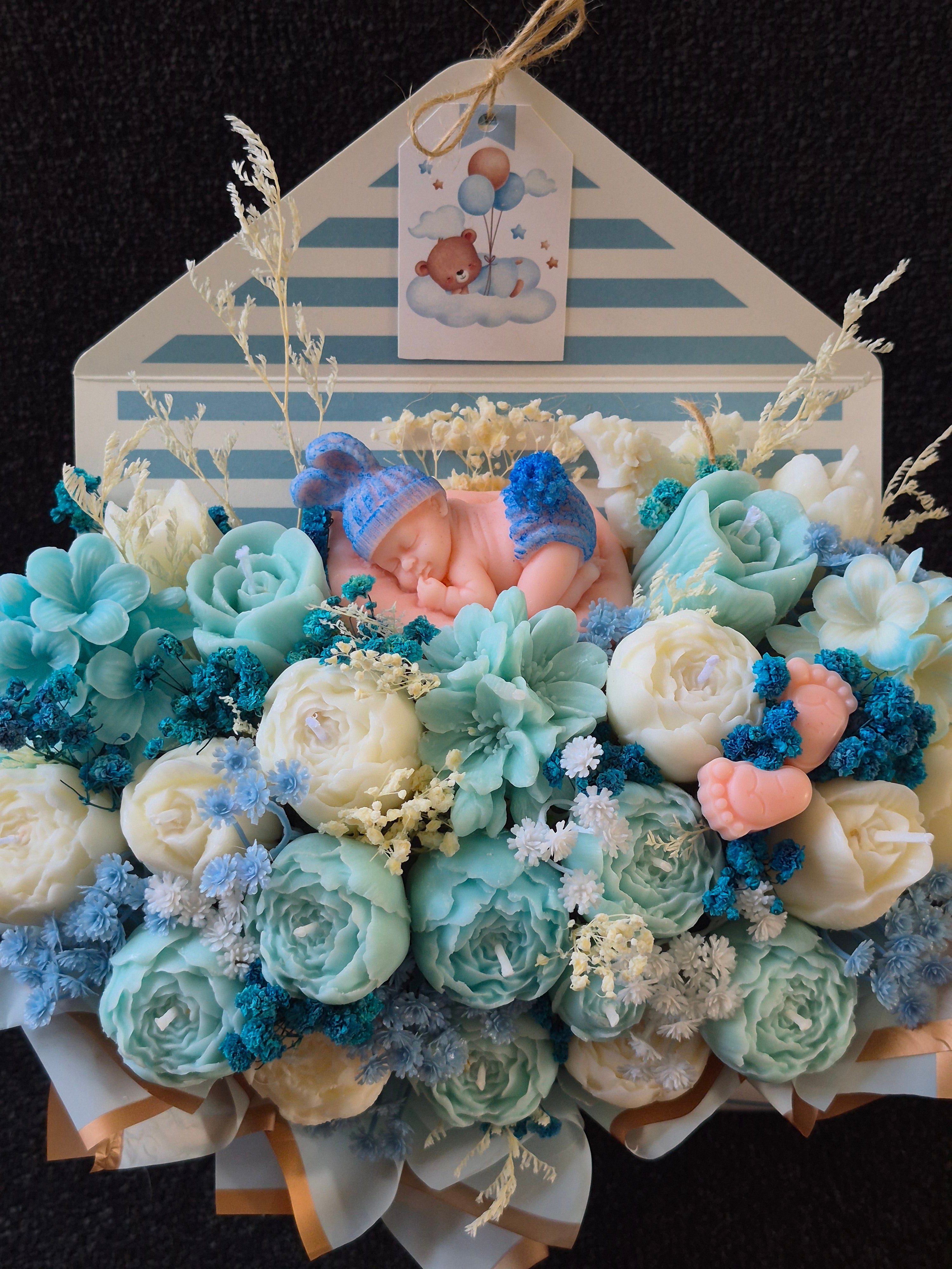 Little Prince Luxury Candle Bouquet – New Baby Boy Gift