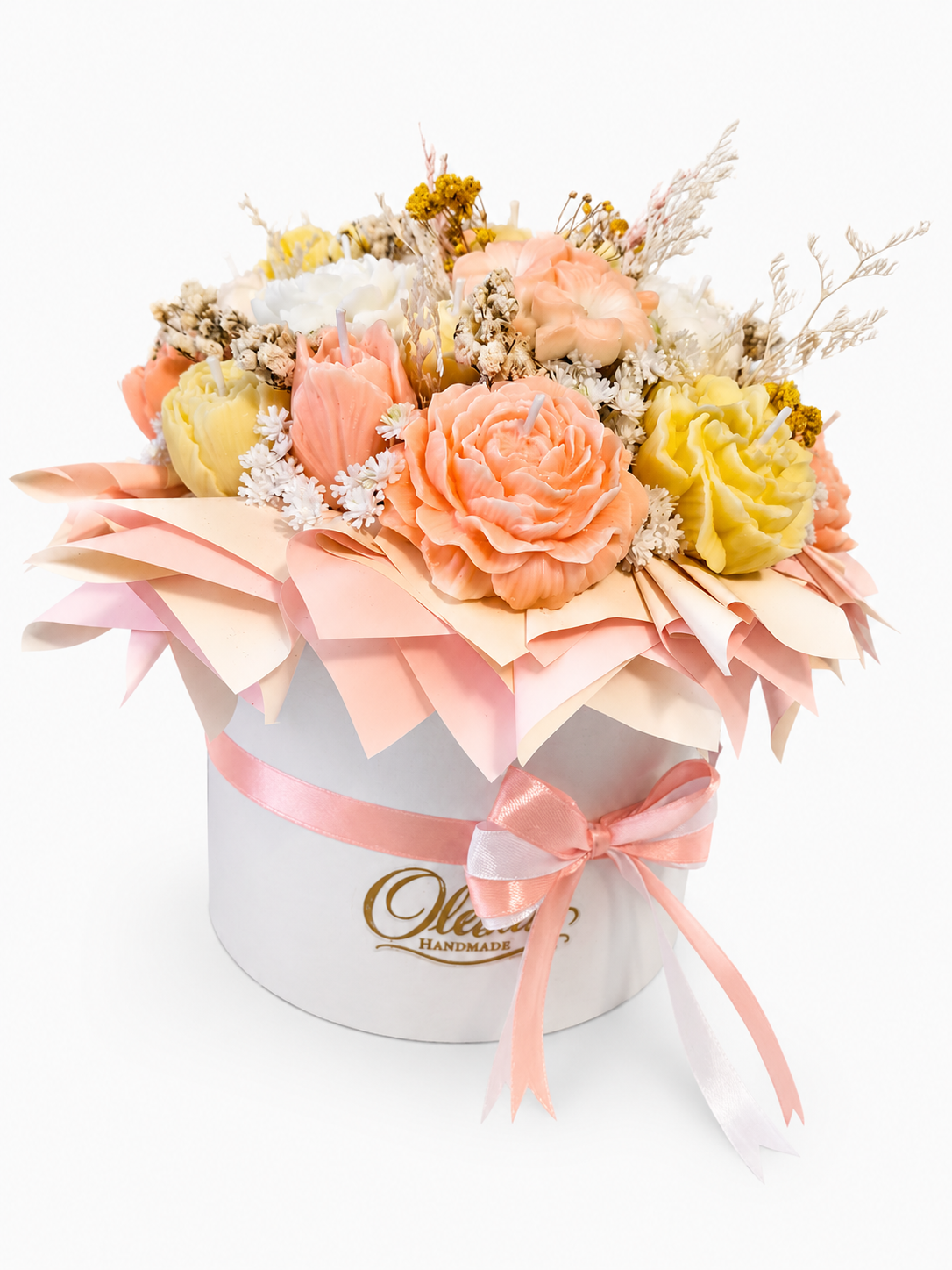 Pastel Candle Flower Bouquet – Handmade Luxury Gift