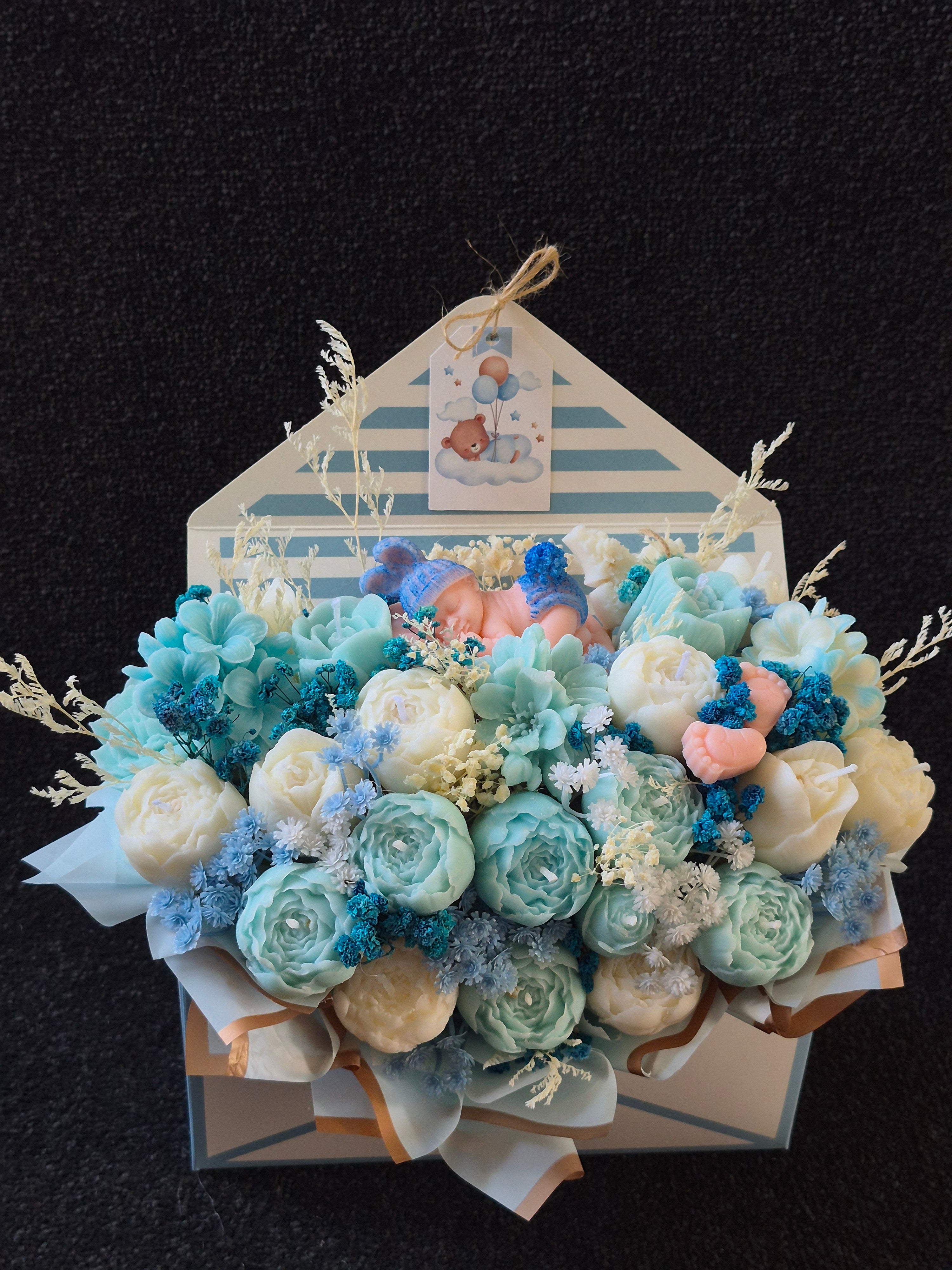 Little Prince Luxury Candle Bouquet – New Baby Boy Gift