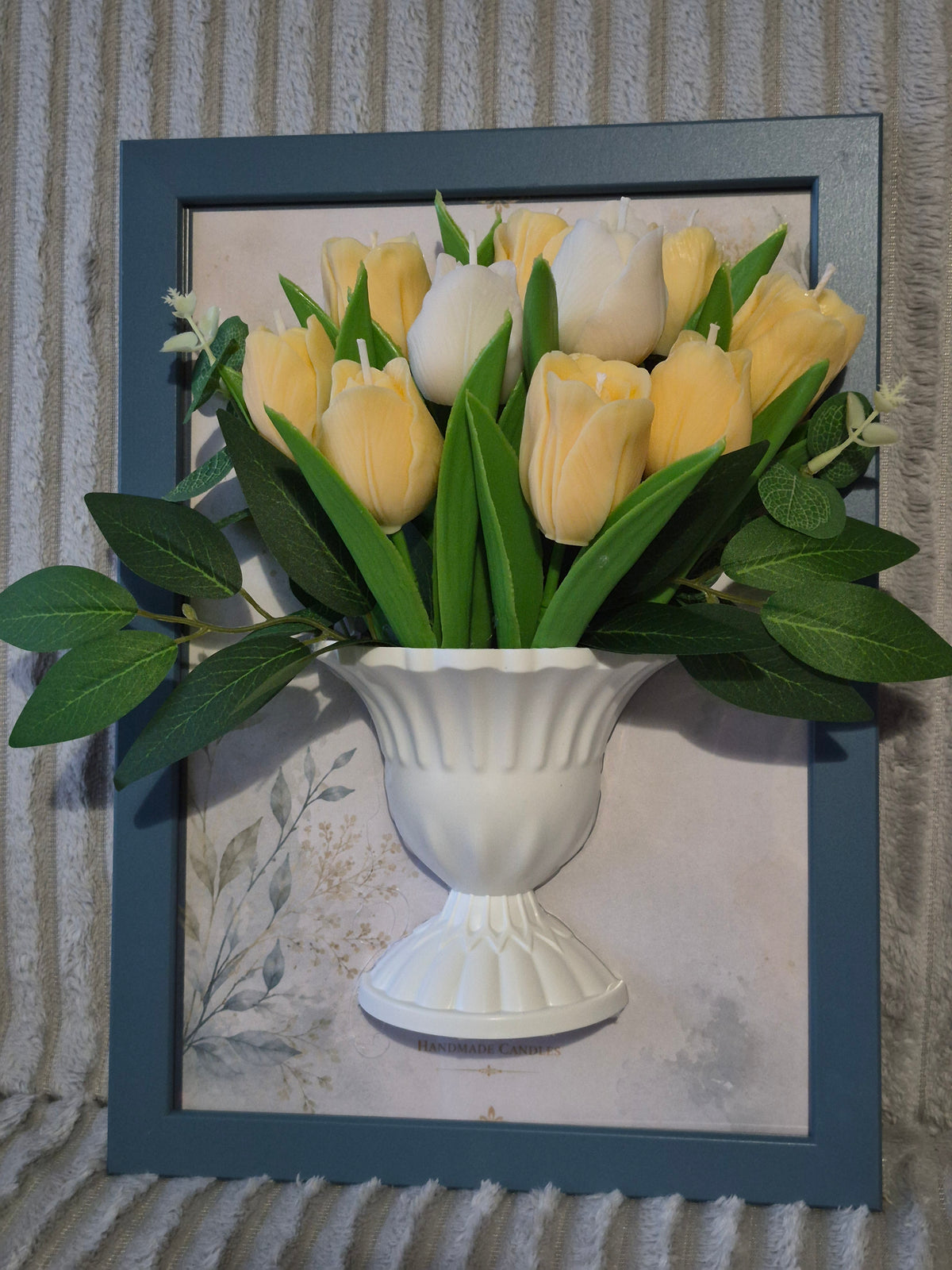 Luxury Tulip Candle Arrangement in Decorative Frame
